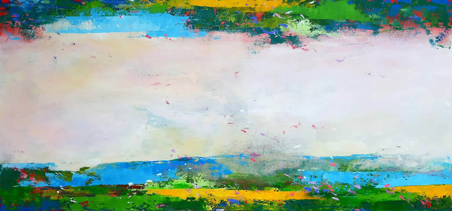 Paradisi paralleli, acrílico sobre lienzo, pinturas de paisajes abstractos del artista contemporáneo Sergio Aiello en sergioaiello.com